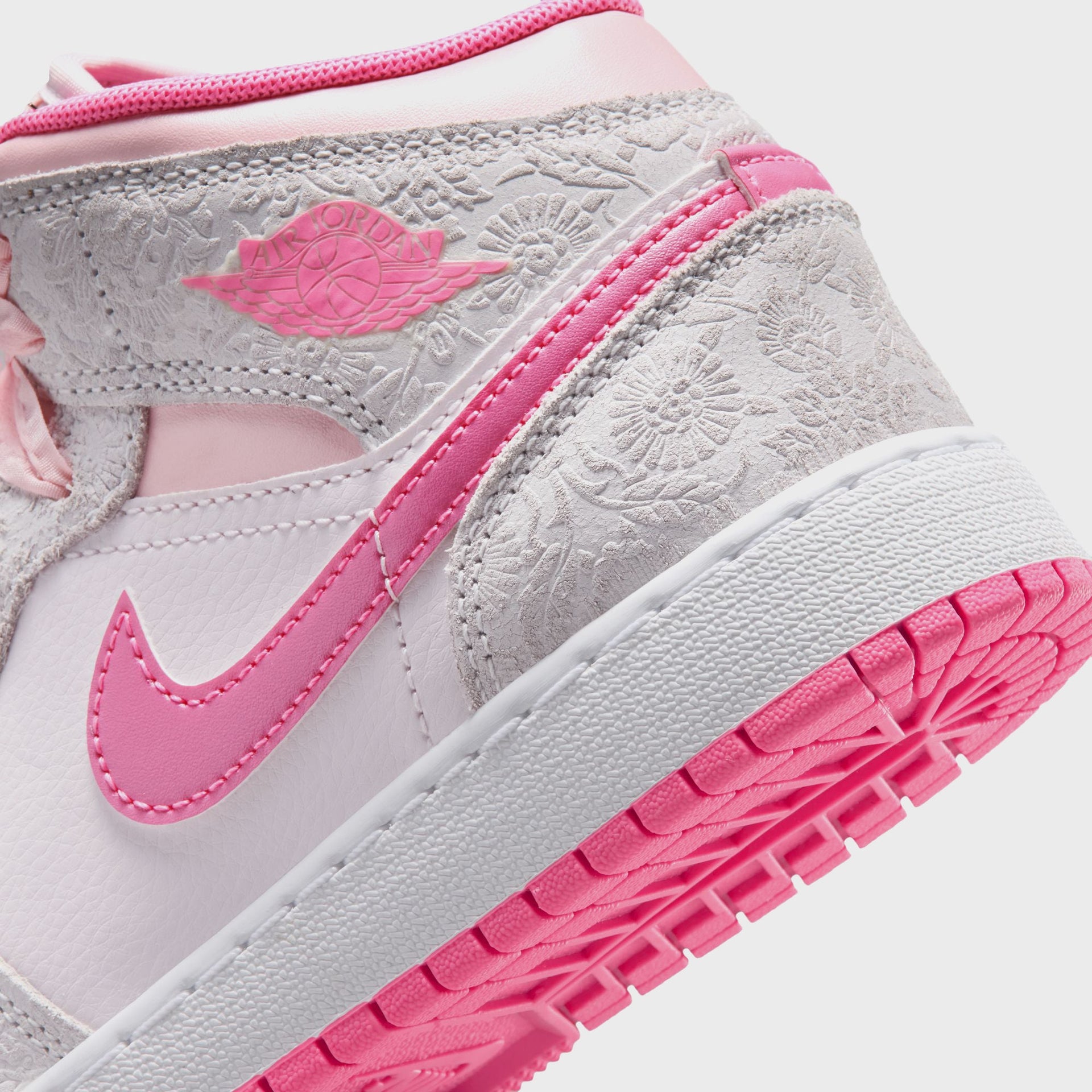 Jordan GS Air Jordan 1 Mid Alt SE - Vast Grey / Pink Glow / Sail / Pink Bloom