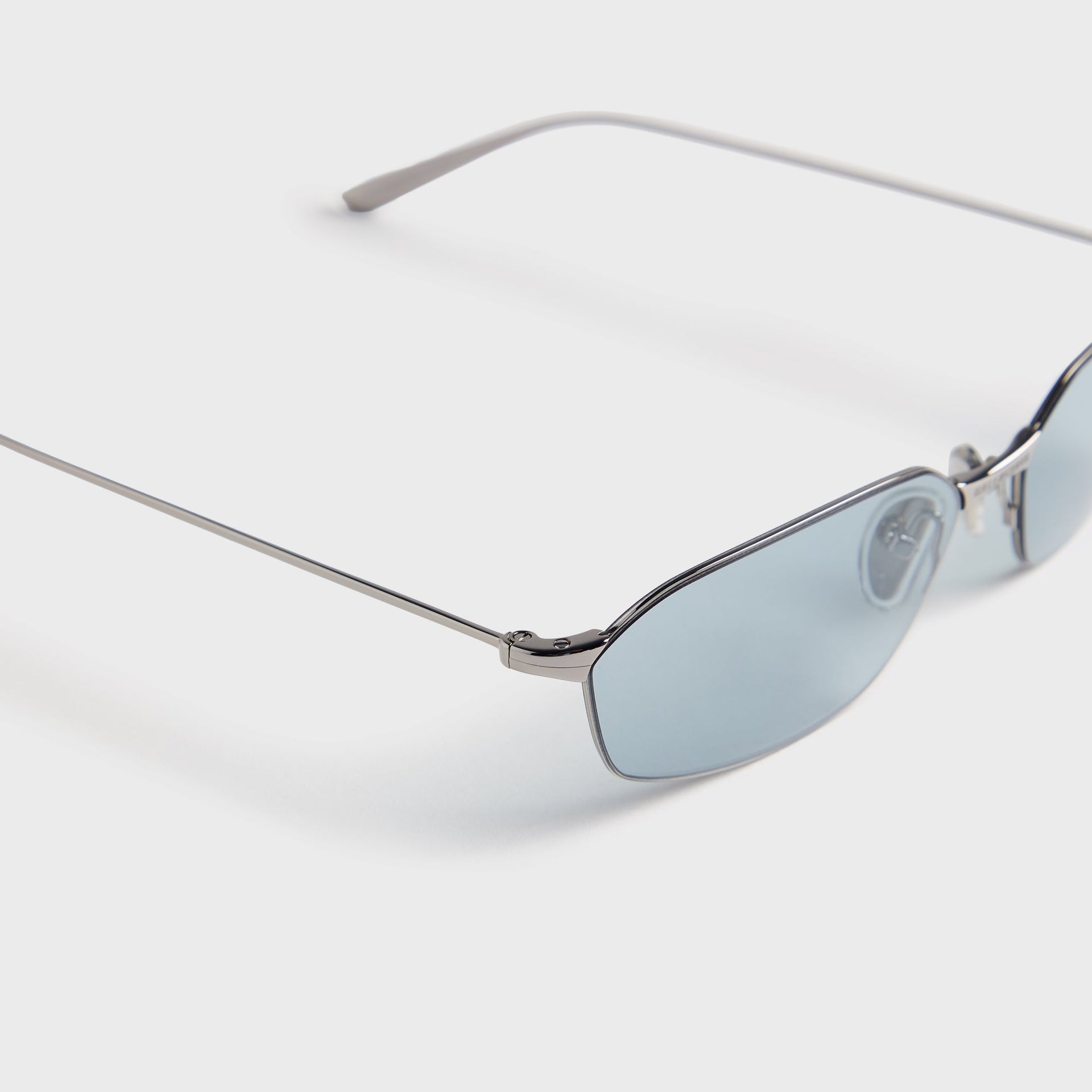 Balenciaga BB0412S Metal Sunglasses - Ruthenium / Light Blue