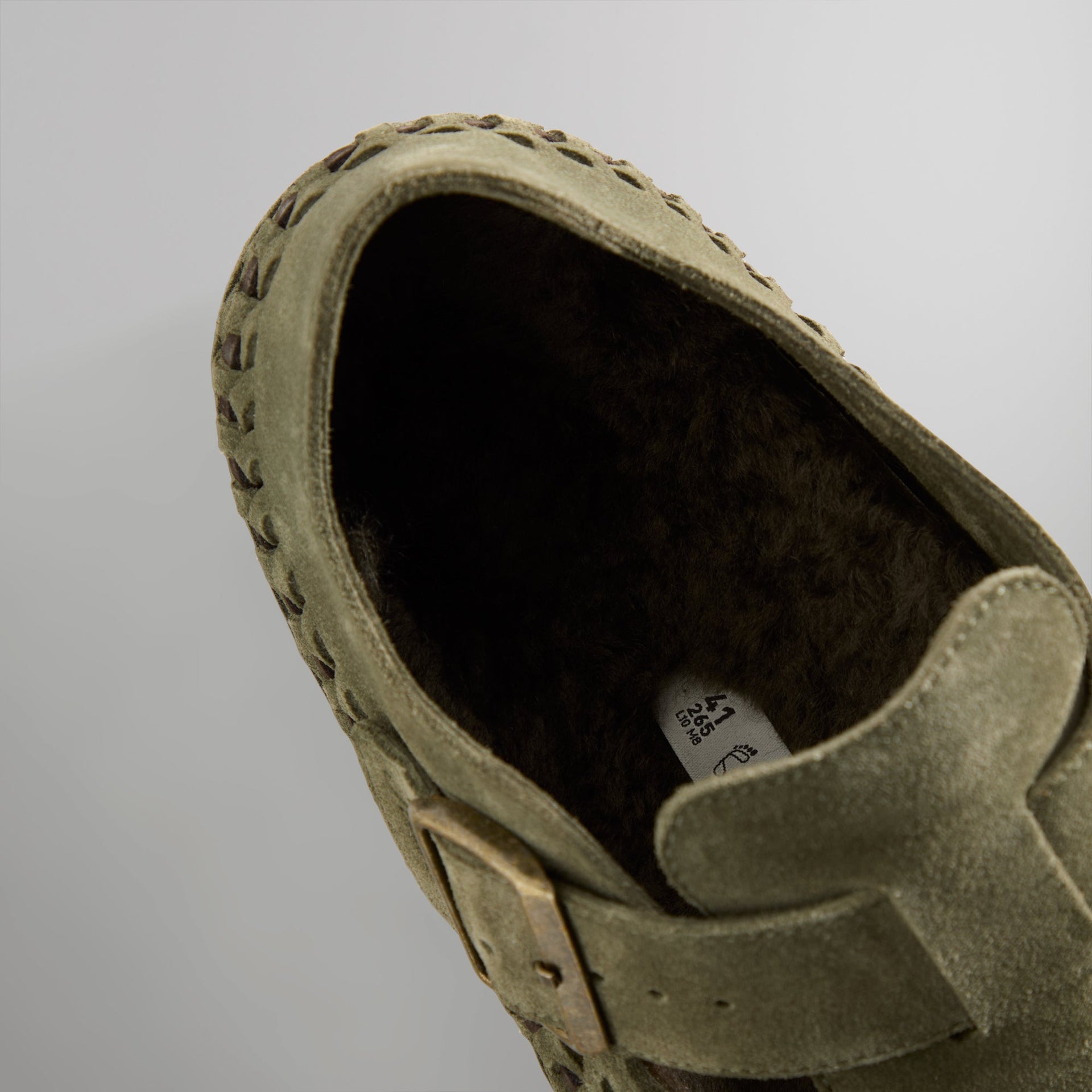 Kith for Birkenstock London Braided Shearling- Olive Night