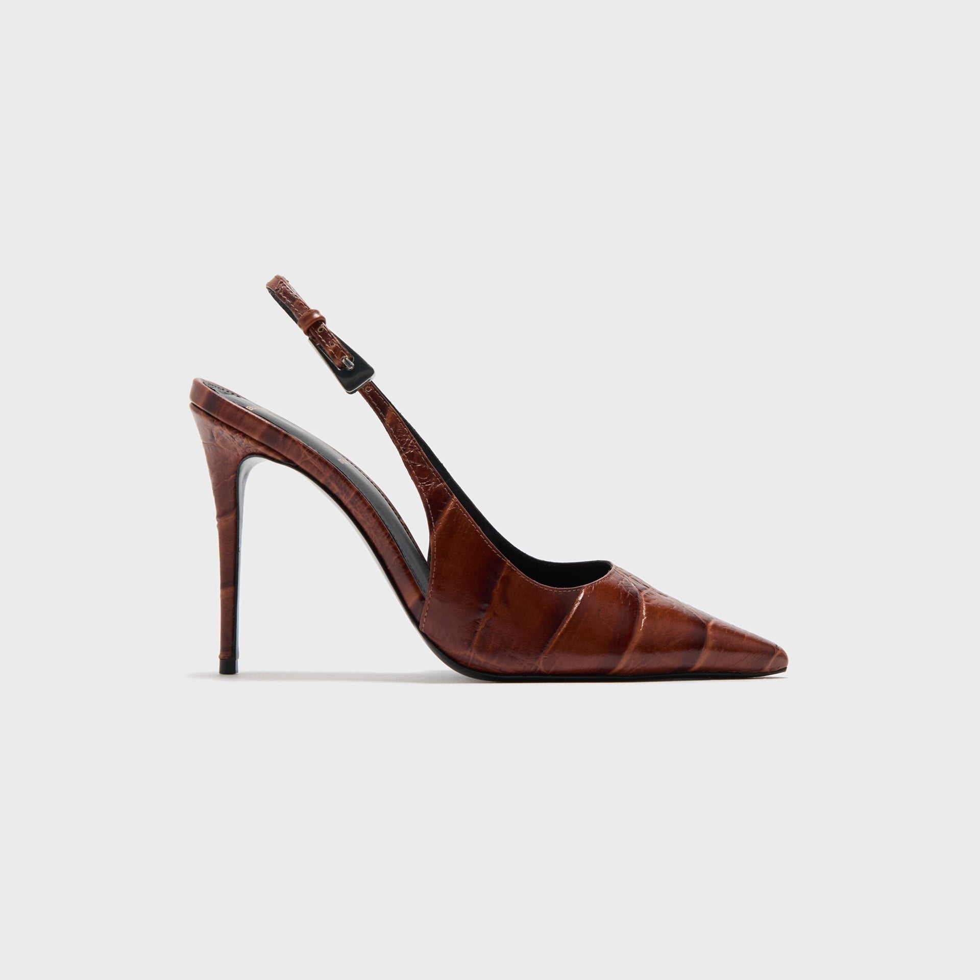 Black Suede Studio Branca 100 Croc Leather - Cappucino