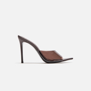 Black Suede Studio Bella Patent PVC Mule - Chocolate