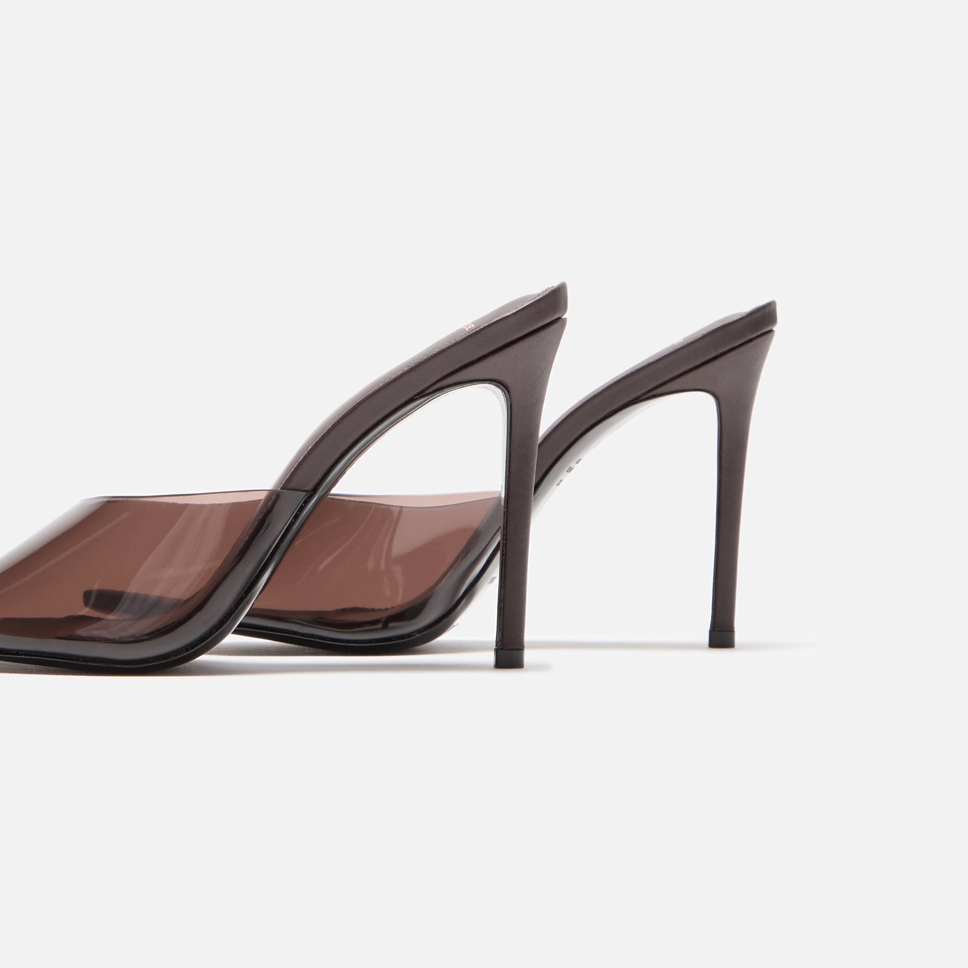 Black Suede Studio Bella Patent PVC Mule - Chocolate