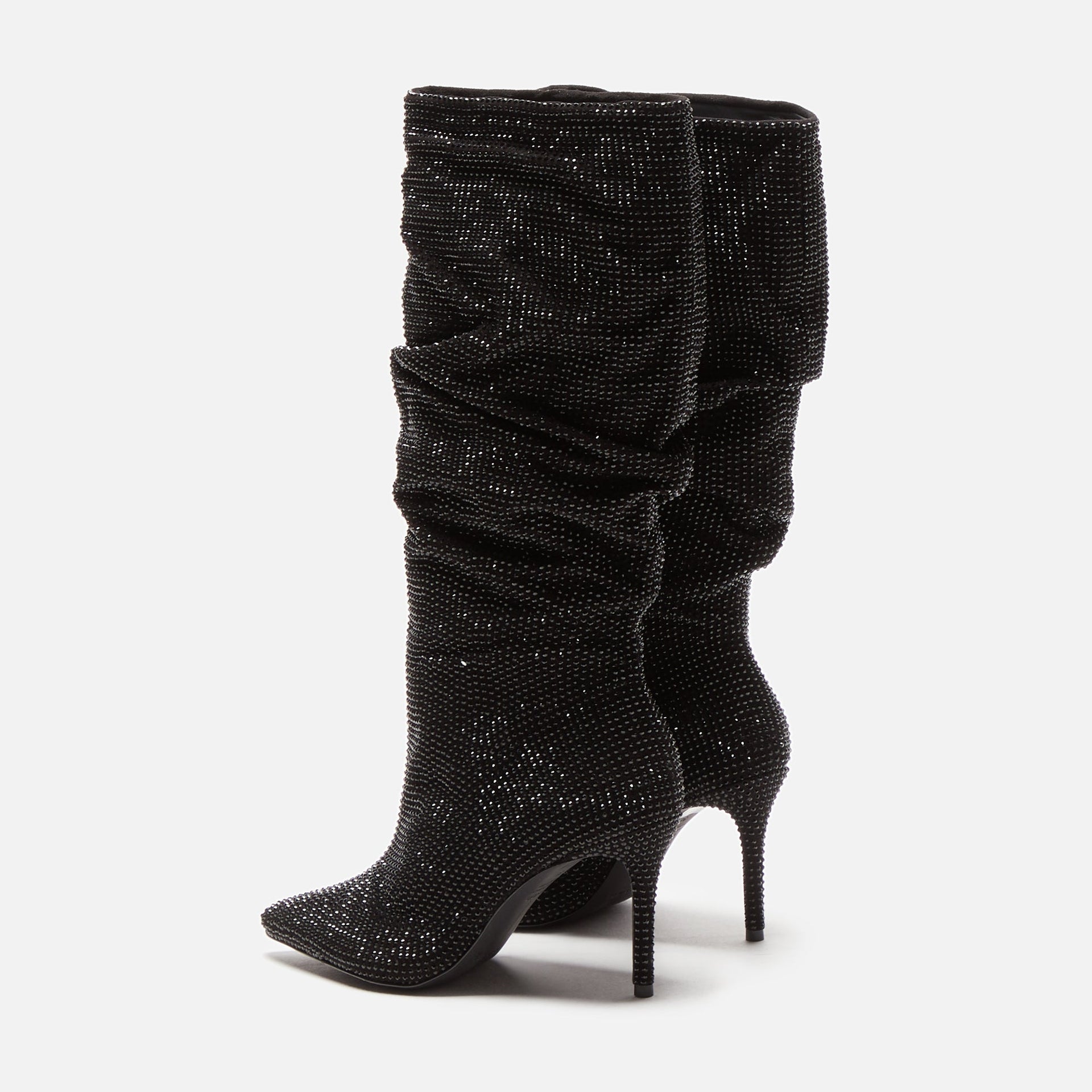 Black Suede Studio Geni Boot - Black Crystal Embellished Suede