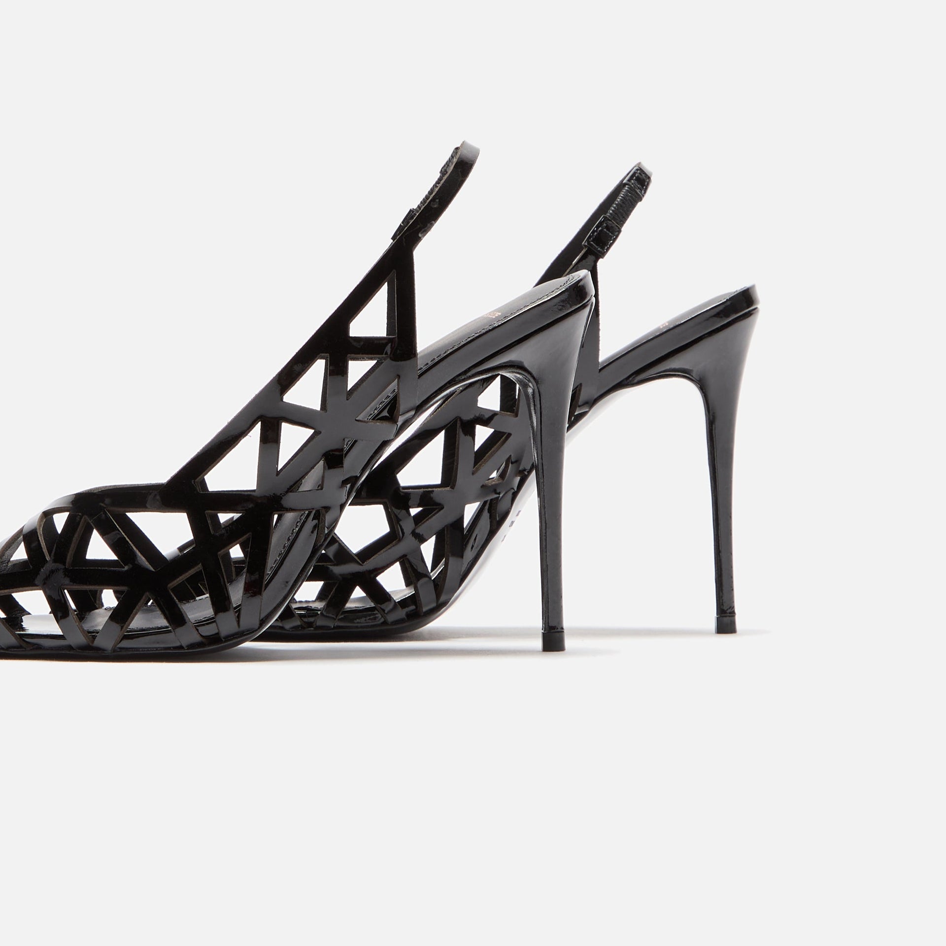 Black Suede Studio Idie 100 Slingback - Black Patent