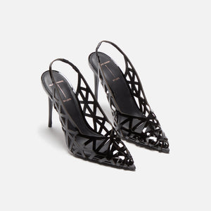 Black Suede Studio Idie 100 Slingback - Black Patent