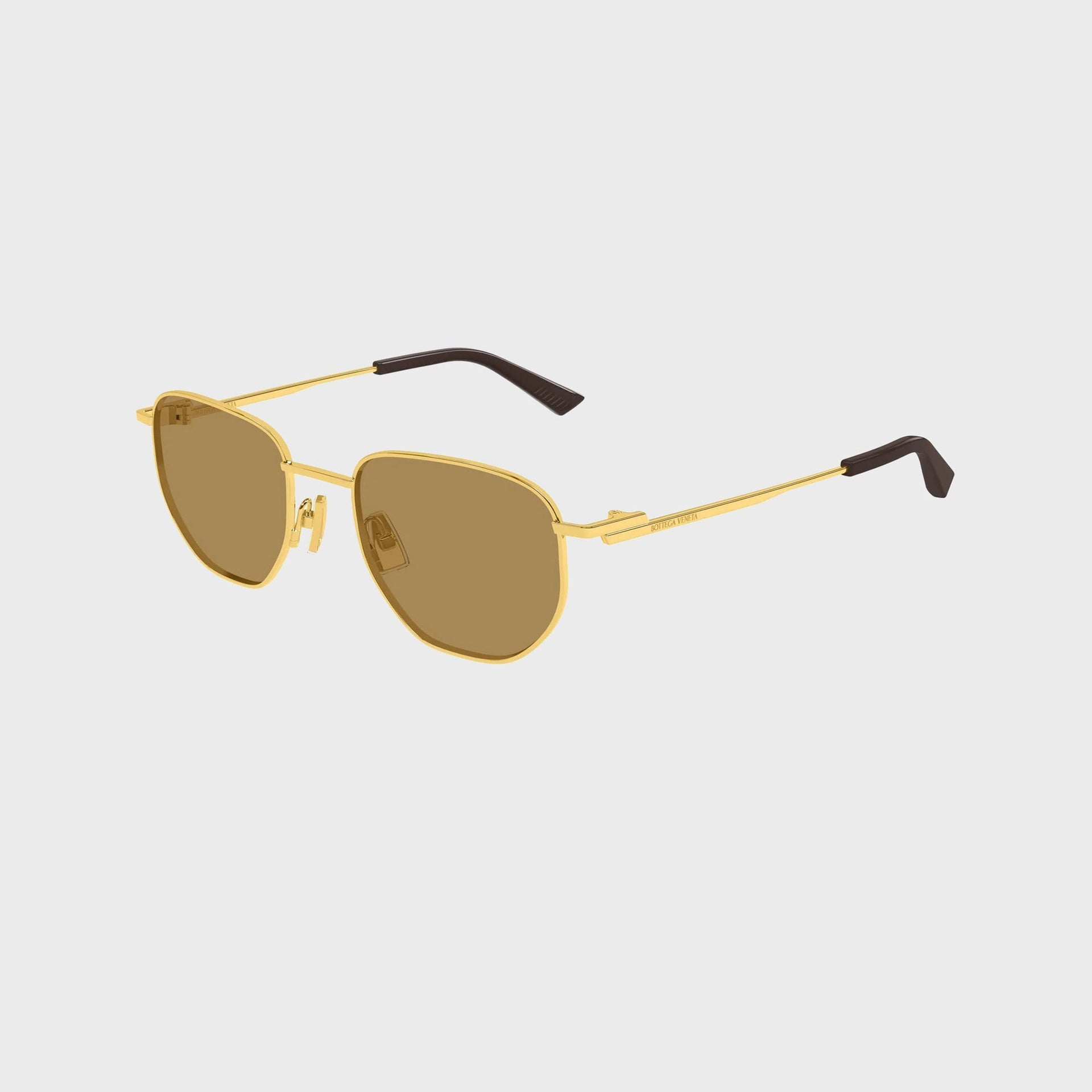 Bottega Veneta Unisex Metal Sunglasses - Gold / Brown