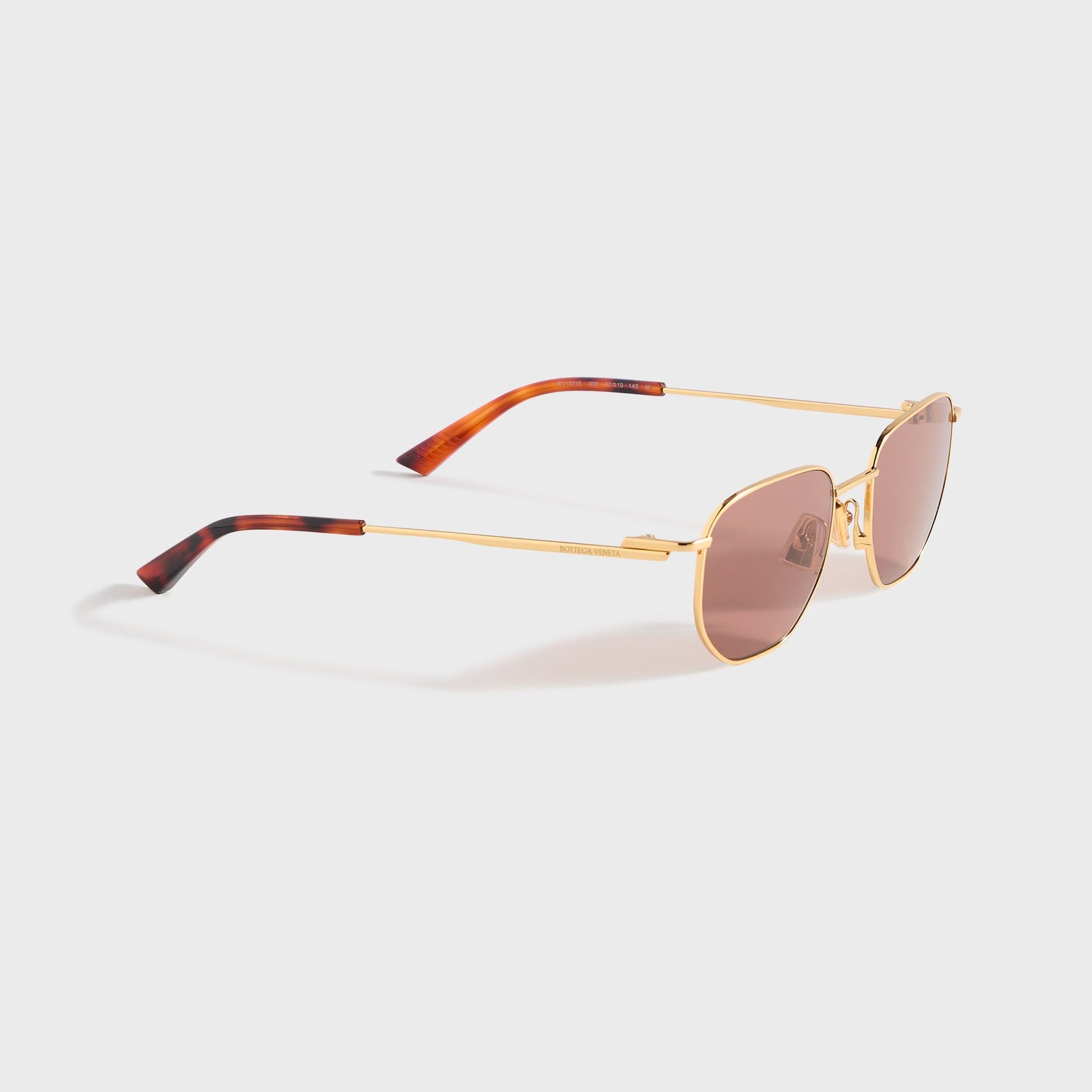 Bottega Veneta Metal Square Sunglasses - Gold / Red