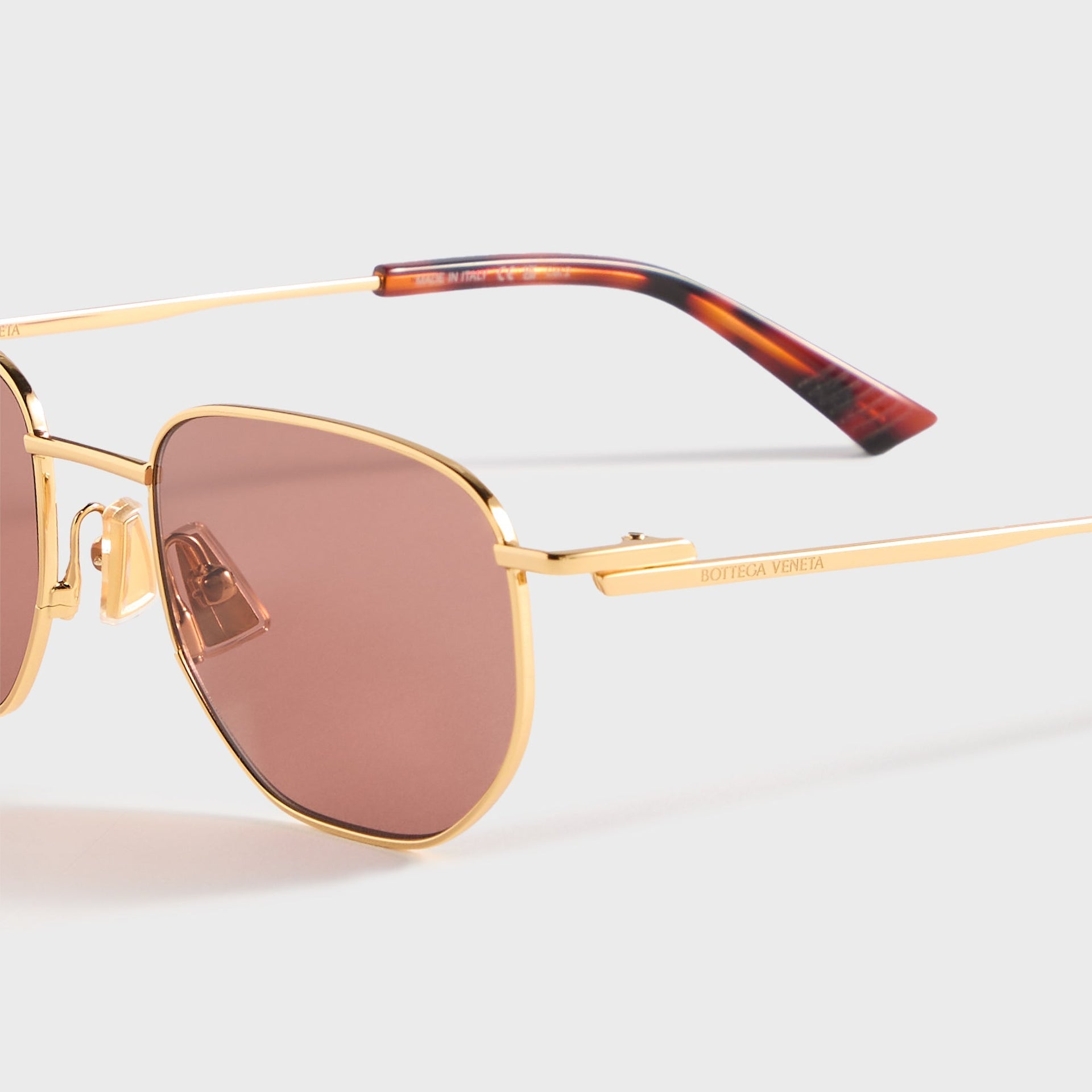 Bottega Veneta Metal Square Sunglasses - Gold / Red