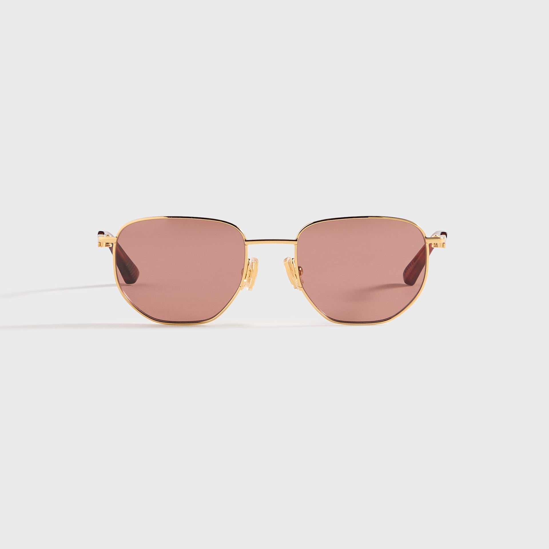 Bottega Veneta Metal Square Sunglasses - Gold / Red