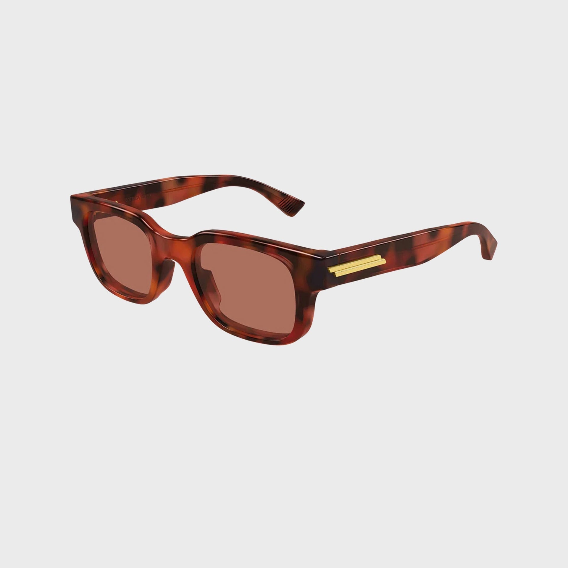 Bottega Veneta Recycled Acetate Rectangular Sunglasses - Havana / Red