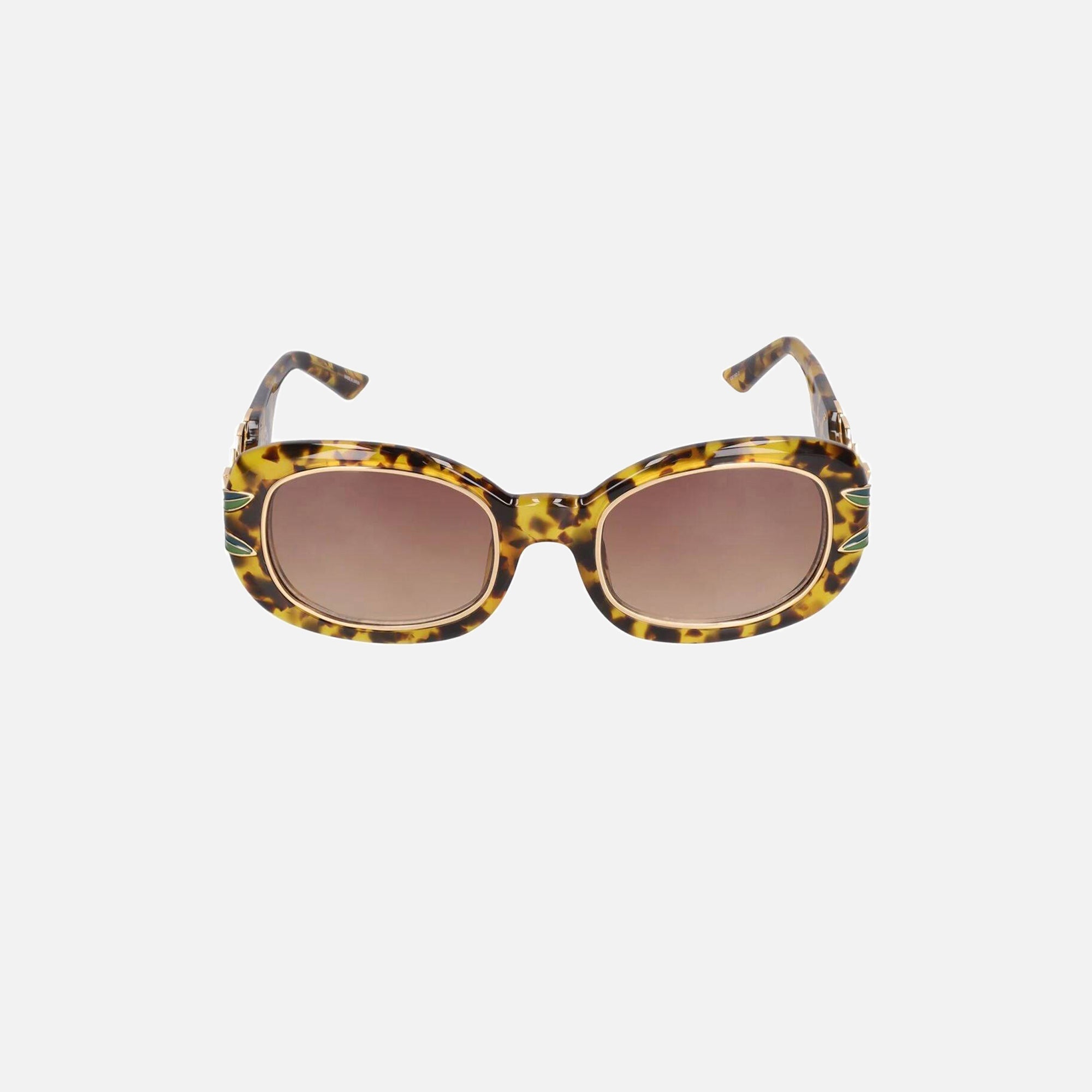 Casablanca Acetate & Metal Oval Sunglasses with Laurel Detail