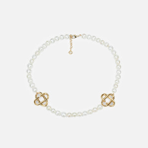 Casablanca Medium Pearl Logo Necklace - Pearl / Gold