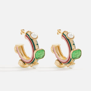 Casablanca Pearl & Stone Gradient Hoop Earrings - Multi / Gold
