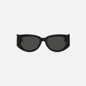 Casablanca Acetate & Metal Oval Wave Sunglasses - Black