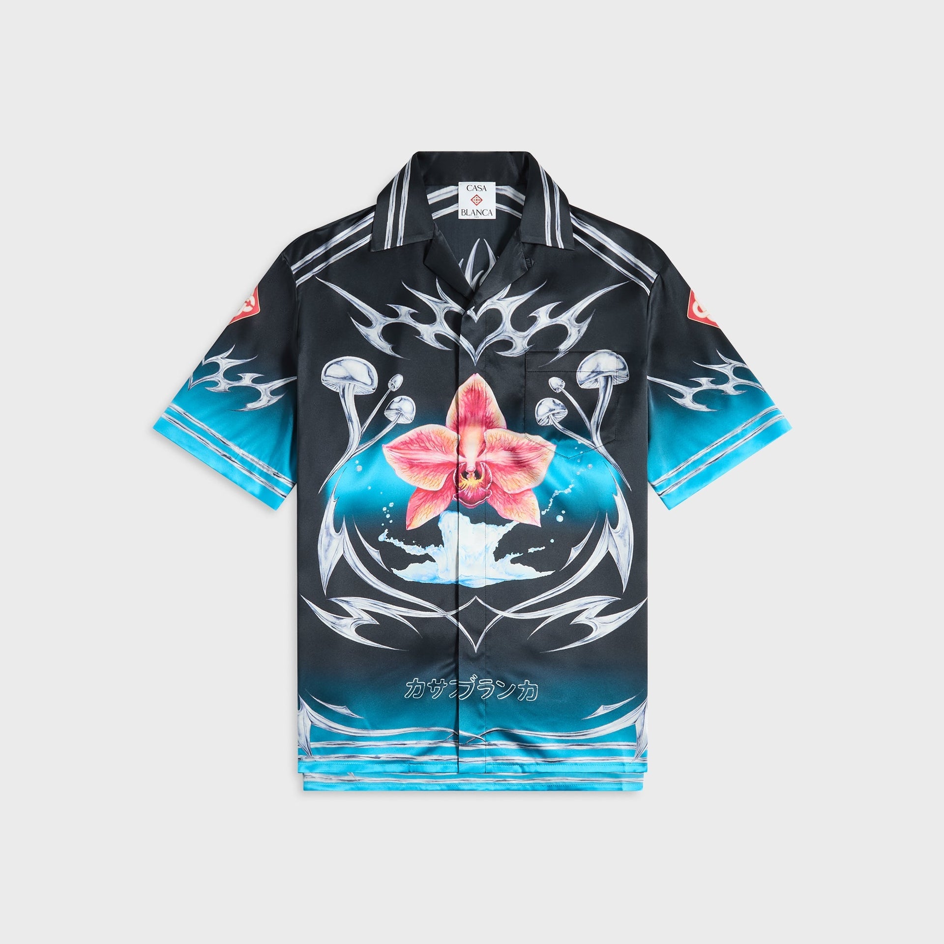 Casablanca Cuban Collar Short Sleeve Shirt - Black