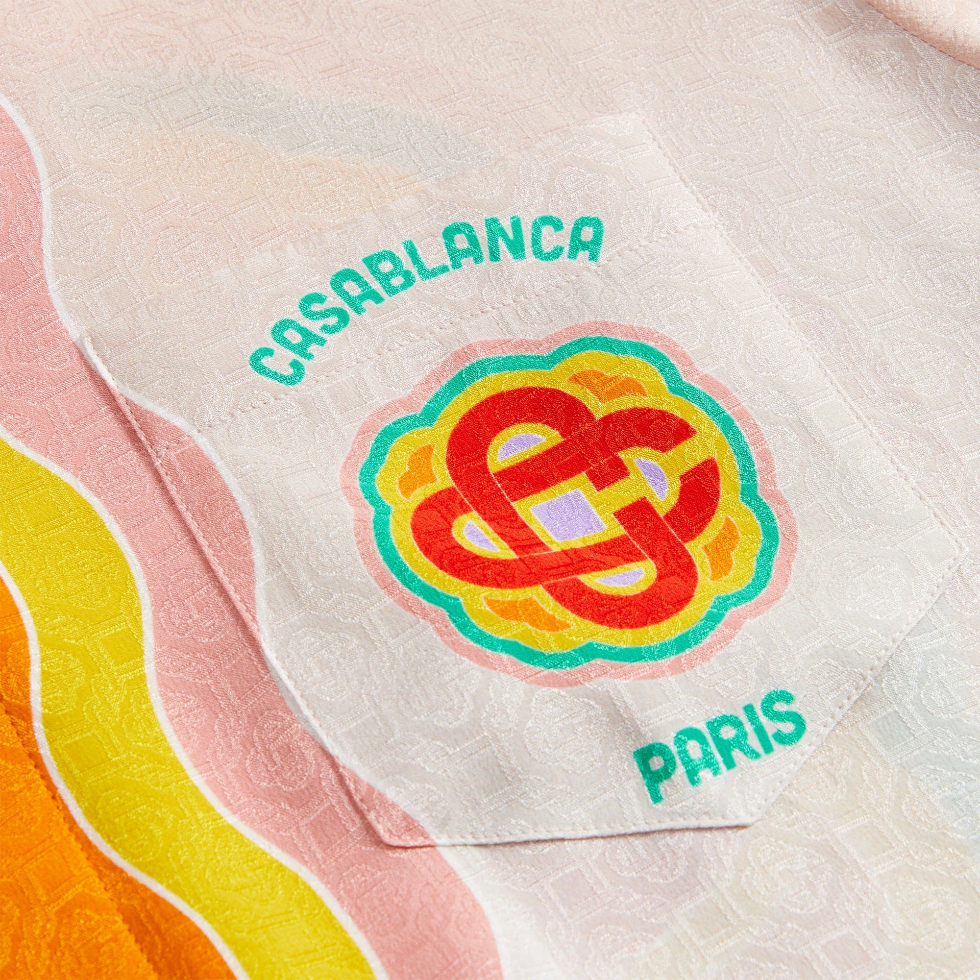 Casablanca Rainbow Monogram Cuban Collar Printed Silk - Multicolour