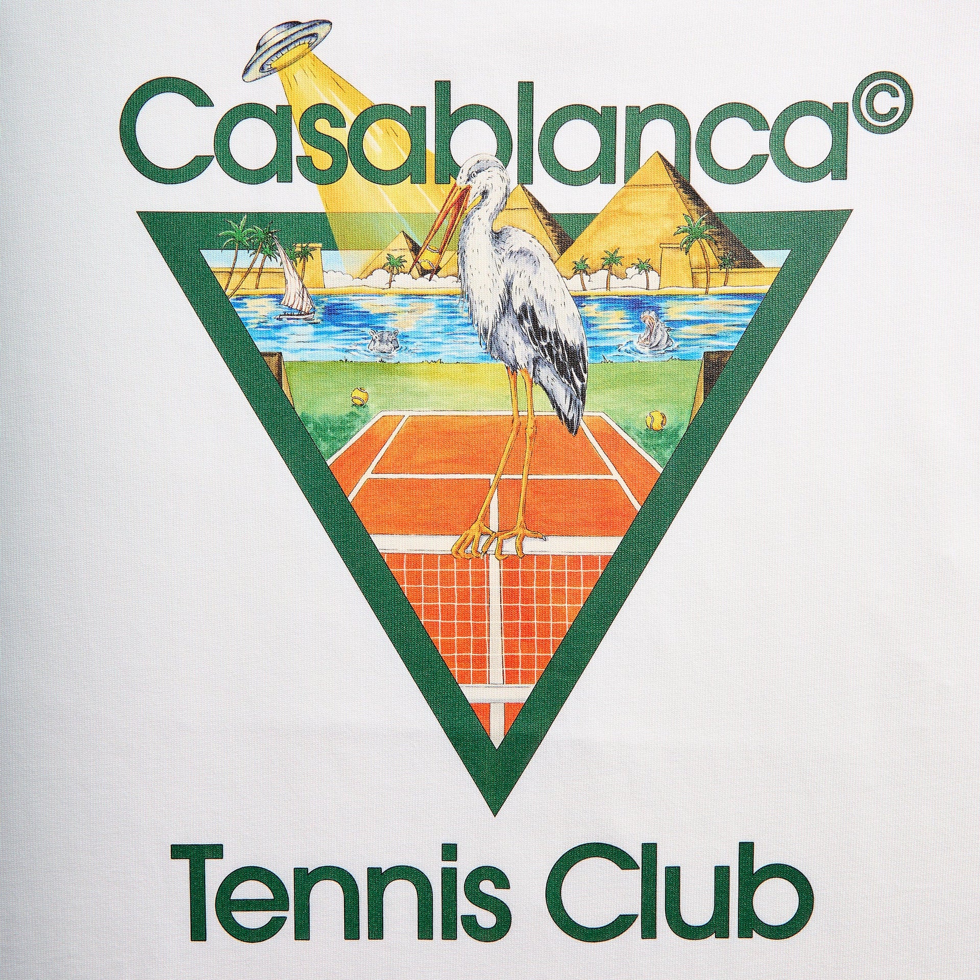 Casablanca Tennis Club Icon Pyramid Abduction Short Sleeve Tee - White