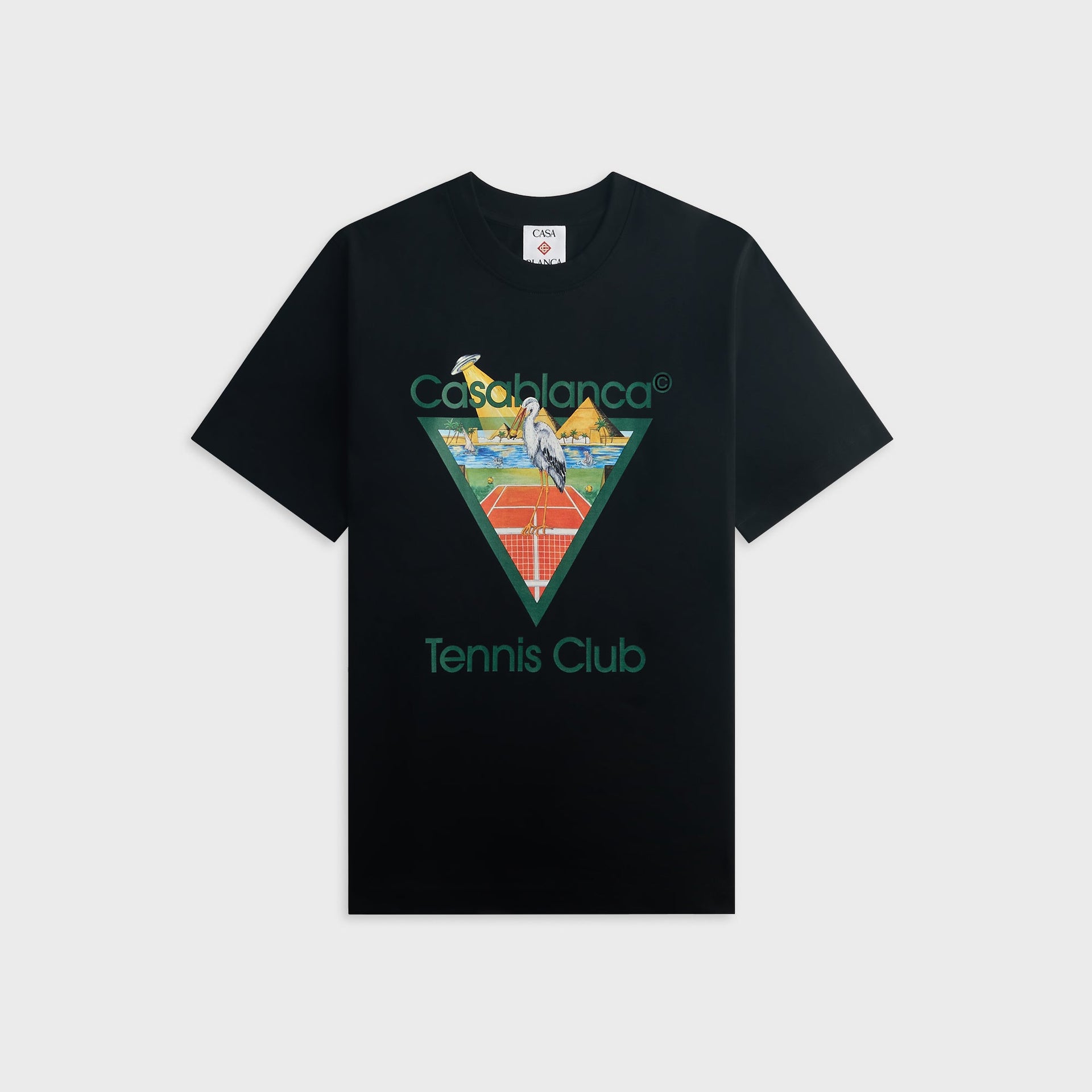 Casablanca Tennis Club Icon Pyramid Abduction Short Sleeve Tee - Black