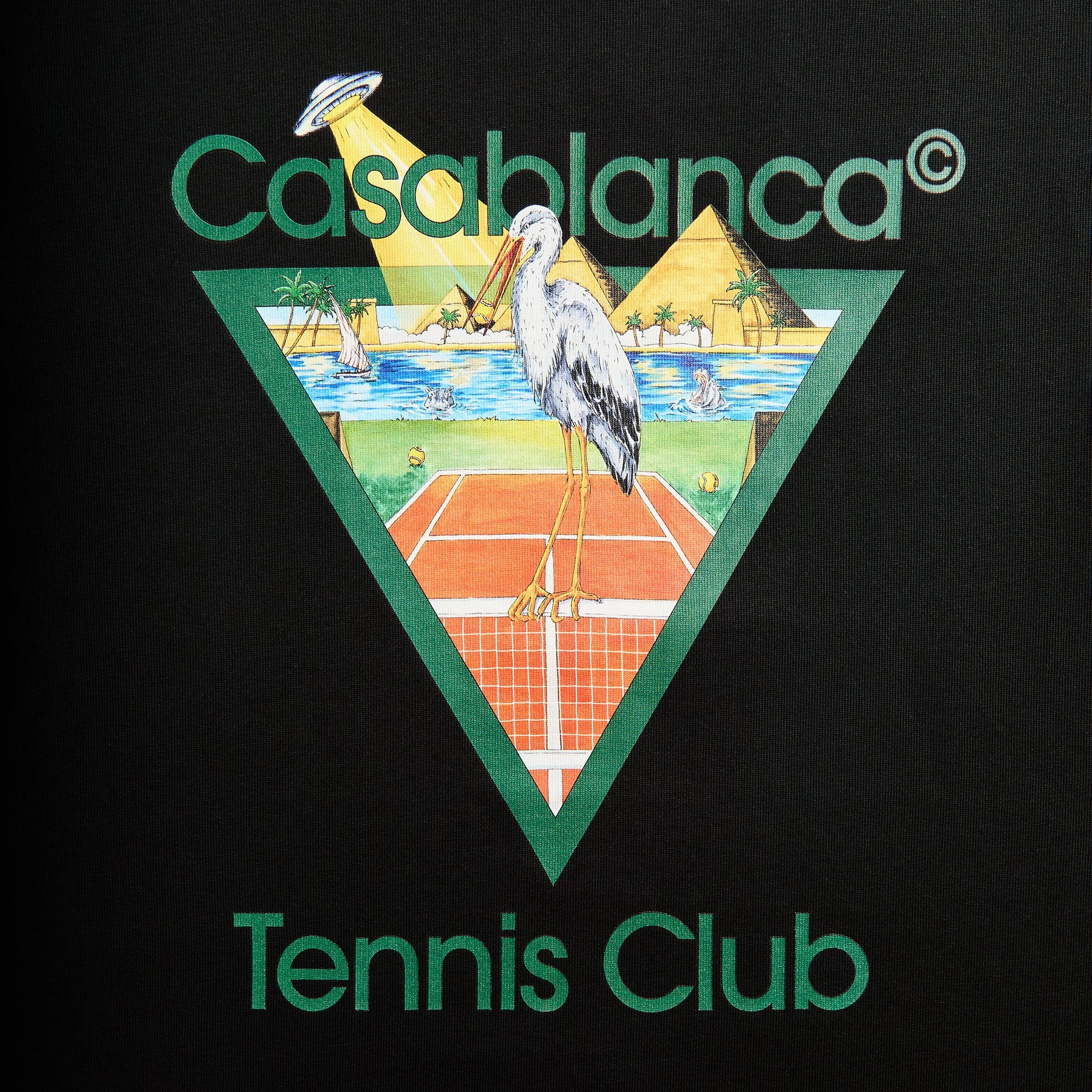 Casablanca Tennis Club Icon Pyramid Abduction Short Sleeve Tee - Black