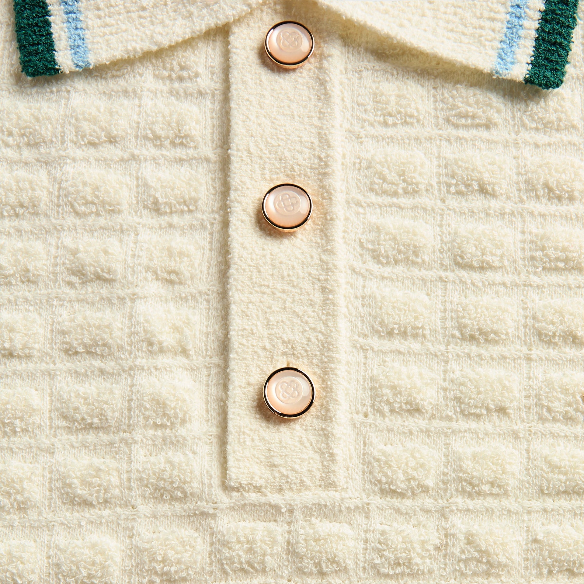 Casablanca Boucle Short Sleeve Polo Shirt - White