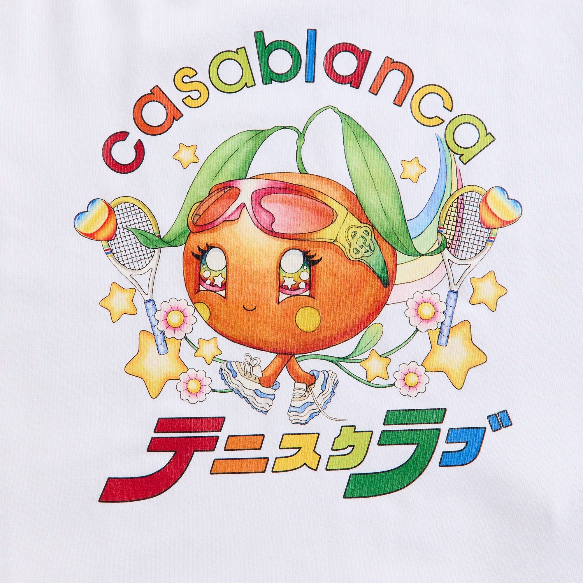 BABYL K×A×W×A×I×ITシャツ Casablanca Orange Mascot Printed Cropped Baby Tee - White – Kith