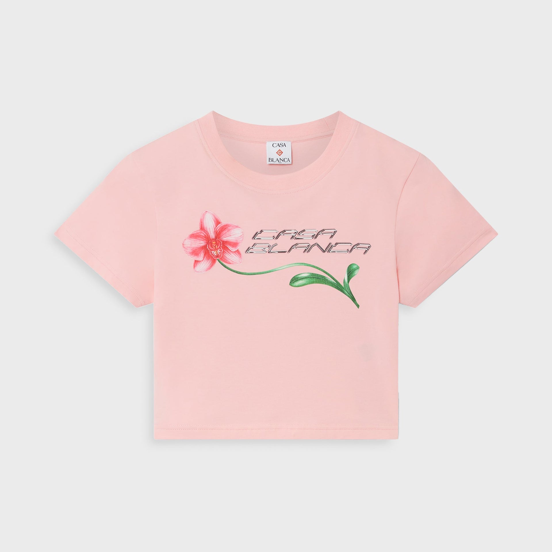 Casablanca Orchid Logo Cropped Baby Tee - Pink