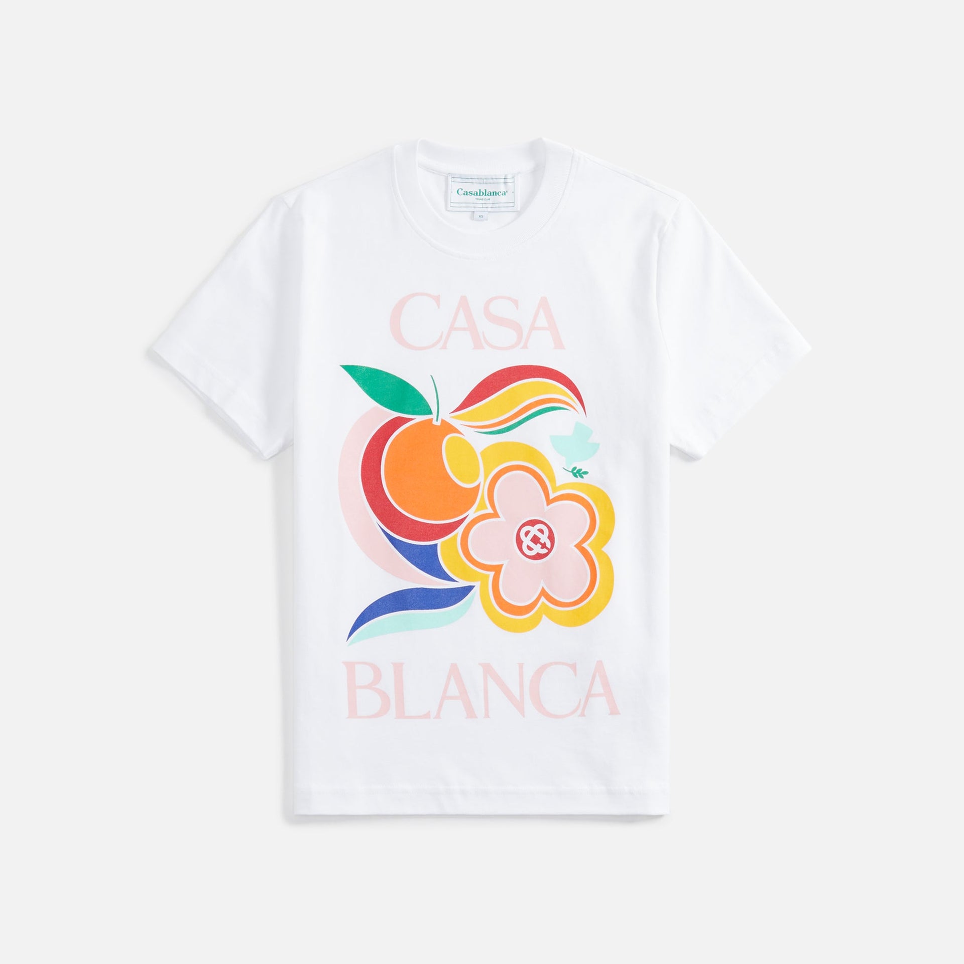 Casablanca Fleurs Printed Fitted Tee - White