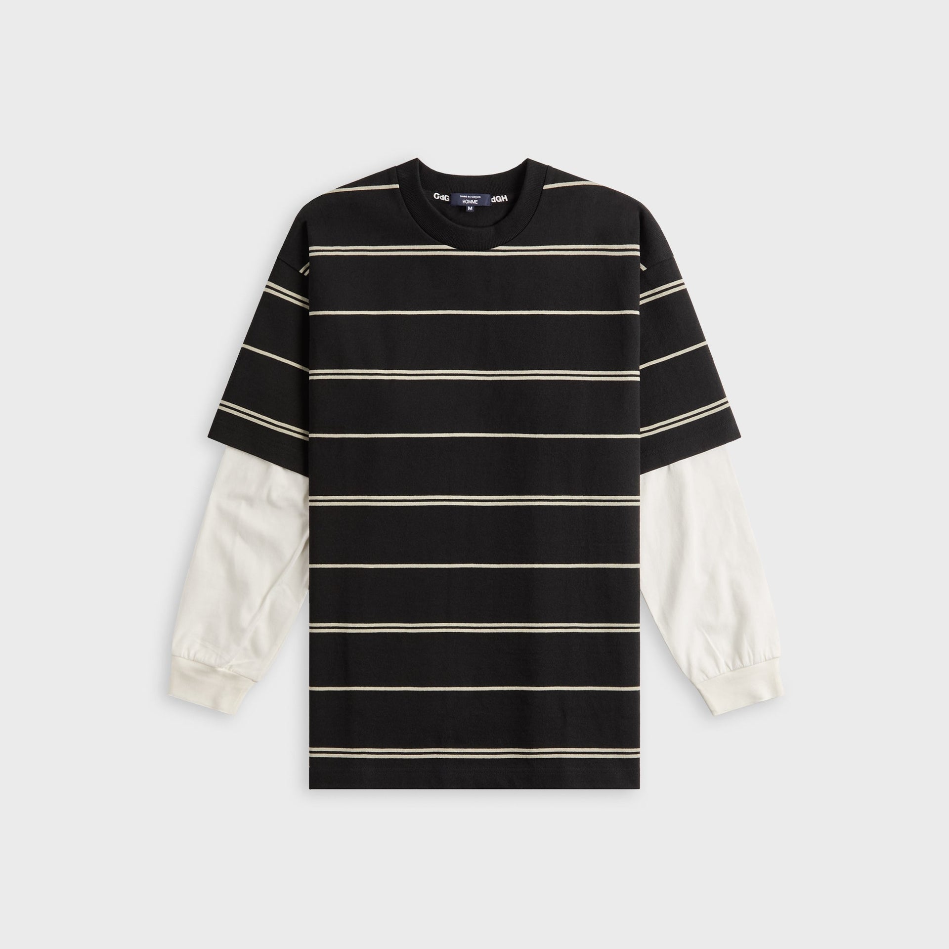 CDG Homme Striped Layered Tee - Black / Grey