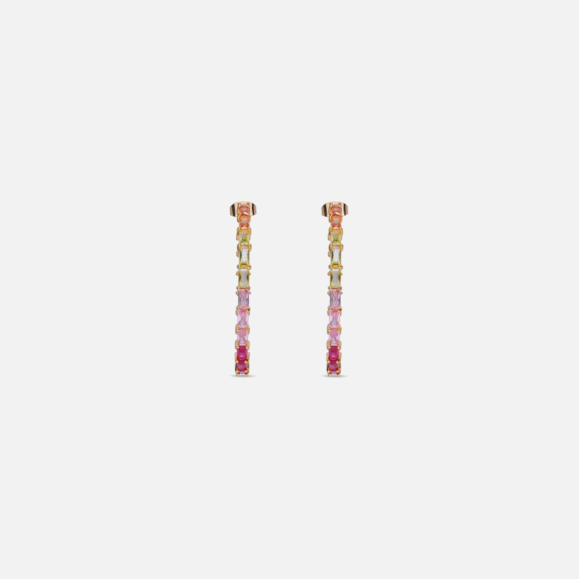 Crystal Haze Baguette Chakra Earrings - Multi