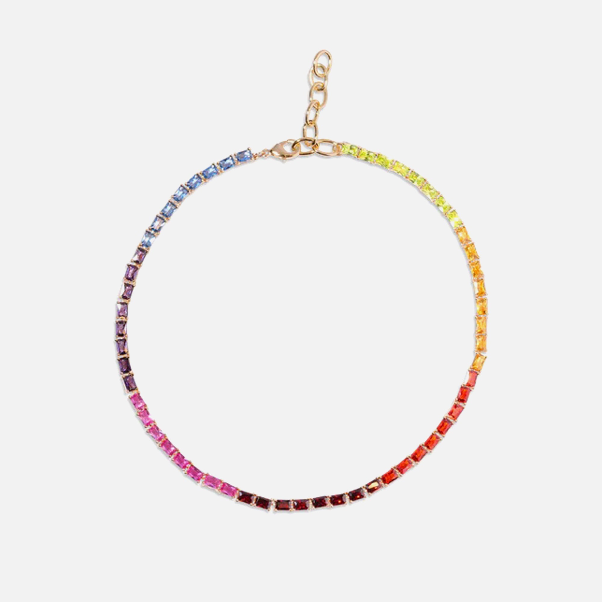 Crystal Haze Baguette Chakra Necklace - Multi