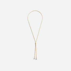Crystal Haze Long Lariat Pear Drop Necklace - Gold