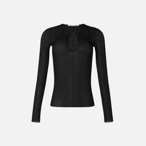 Nensi Dojaka for Calvin Klein Long Sleeve Sheer Knit Top - Black