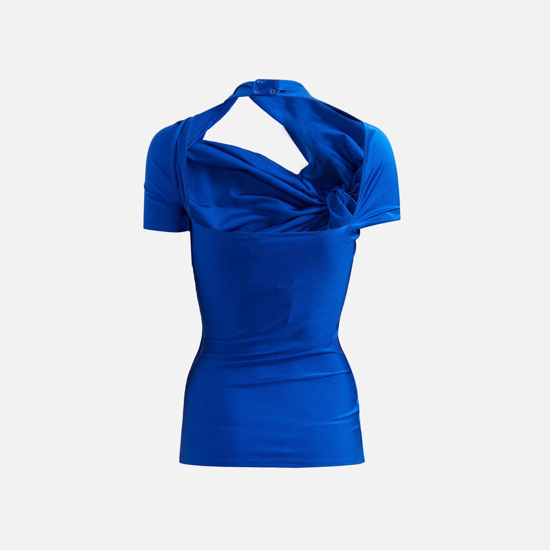 Coperni Asymmetric Draped Jersey Top - Blue