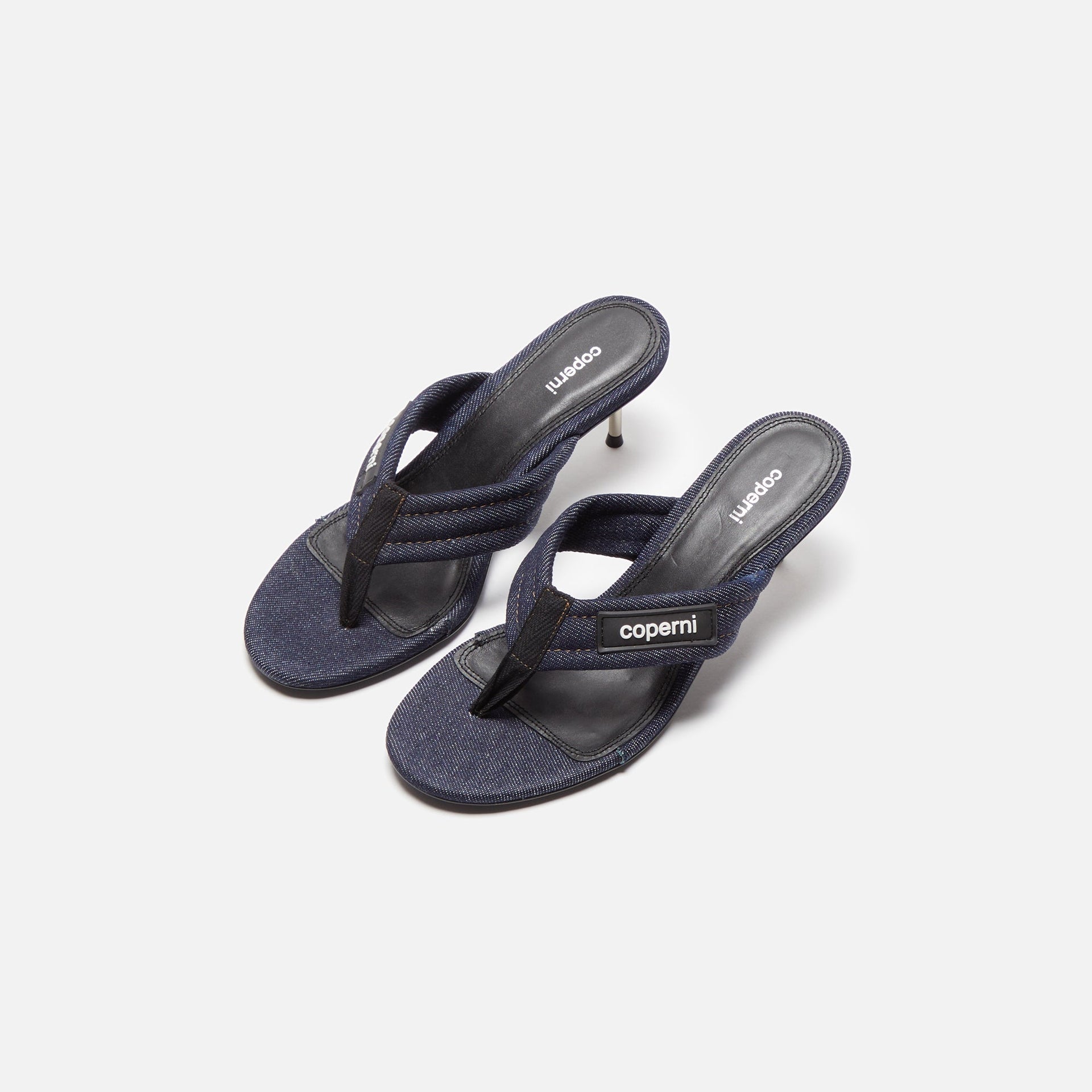 Coperni Denim Branded Thong Sandal - Dark Navy