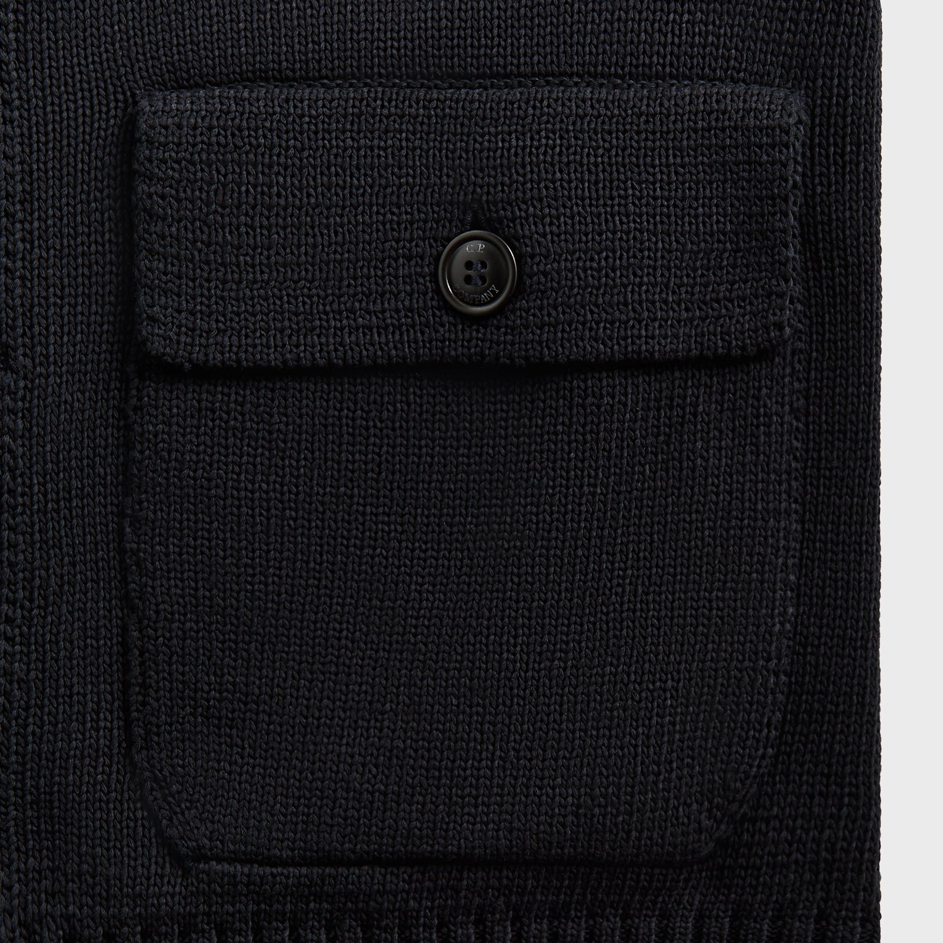 C.P. Company Compact Cotton Full Button Lens Knit - Total Eclipse