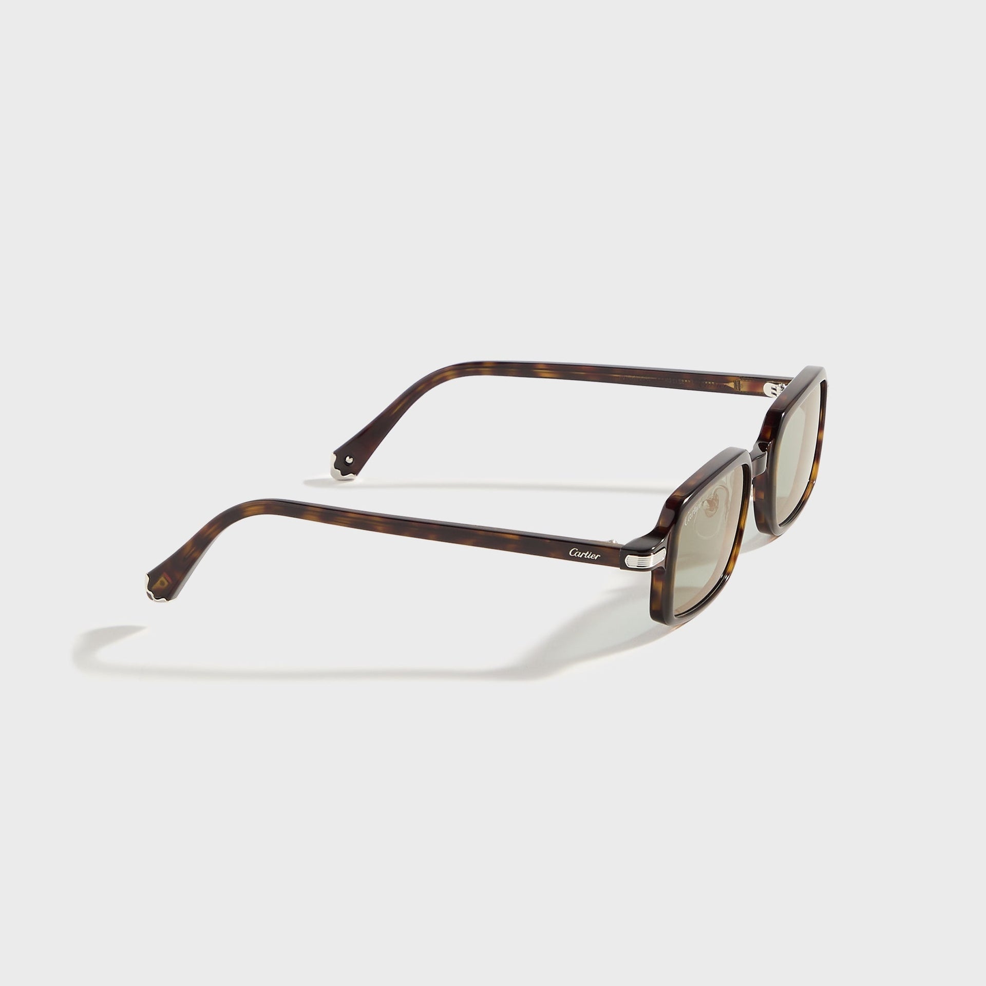 Cartier Square Sunglasses - Dark Havana / Green with Gold Flash Mirror