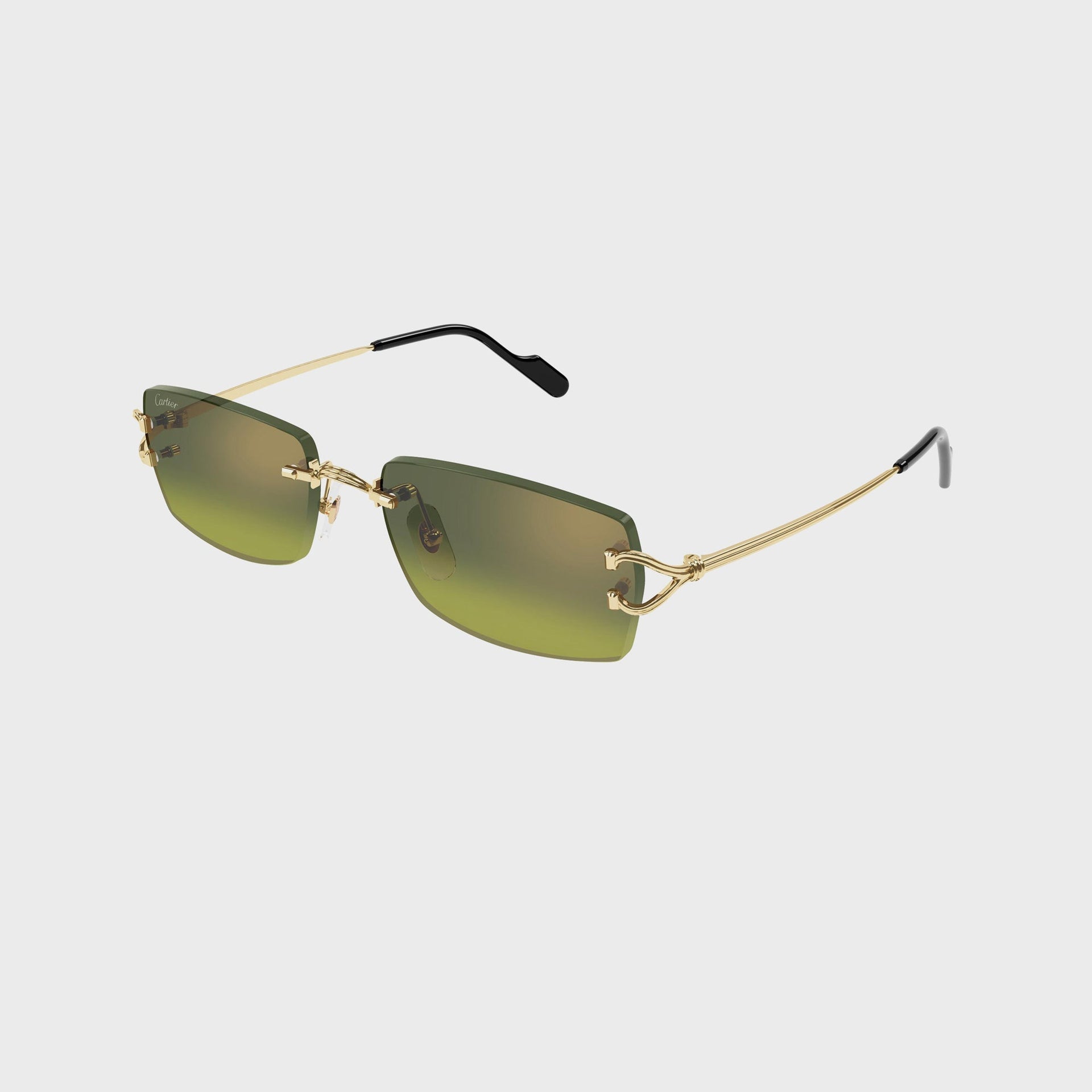 Cartier Rectangular Sunglasses - Gold / Green