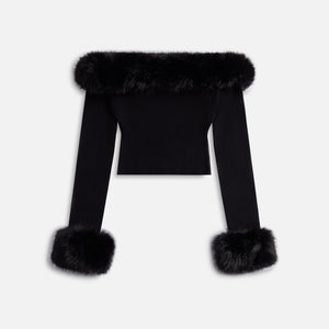 GUIZIO Faux Fur Cardigan - Black