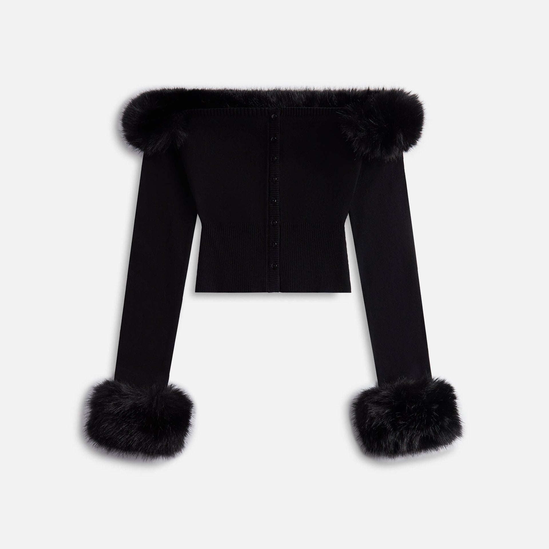 GUIZIO Faux Fur Cardigan - Black