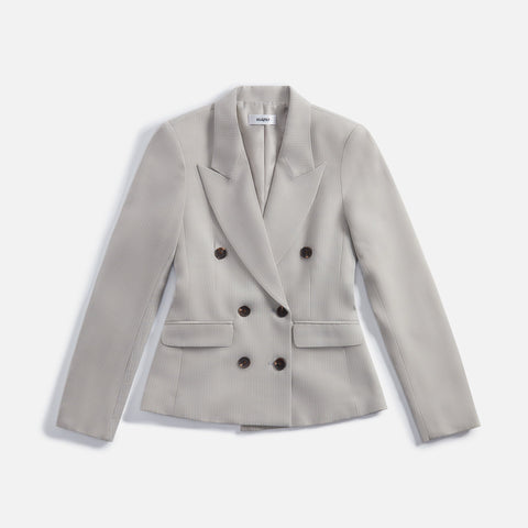 GUIZIO Double Breasted Blazer - Light Grey Plaid