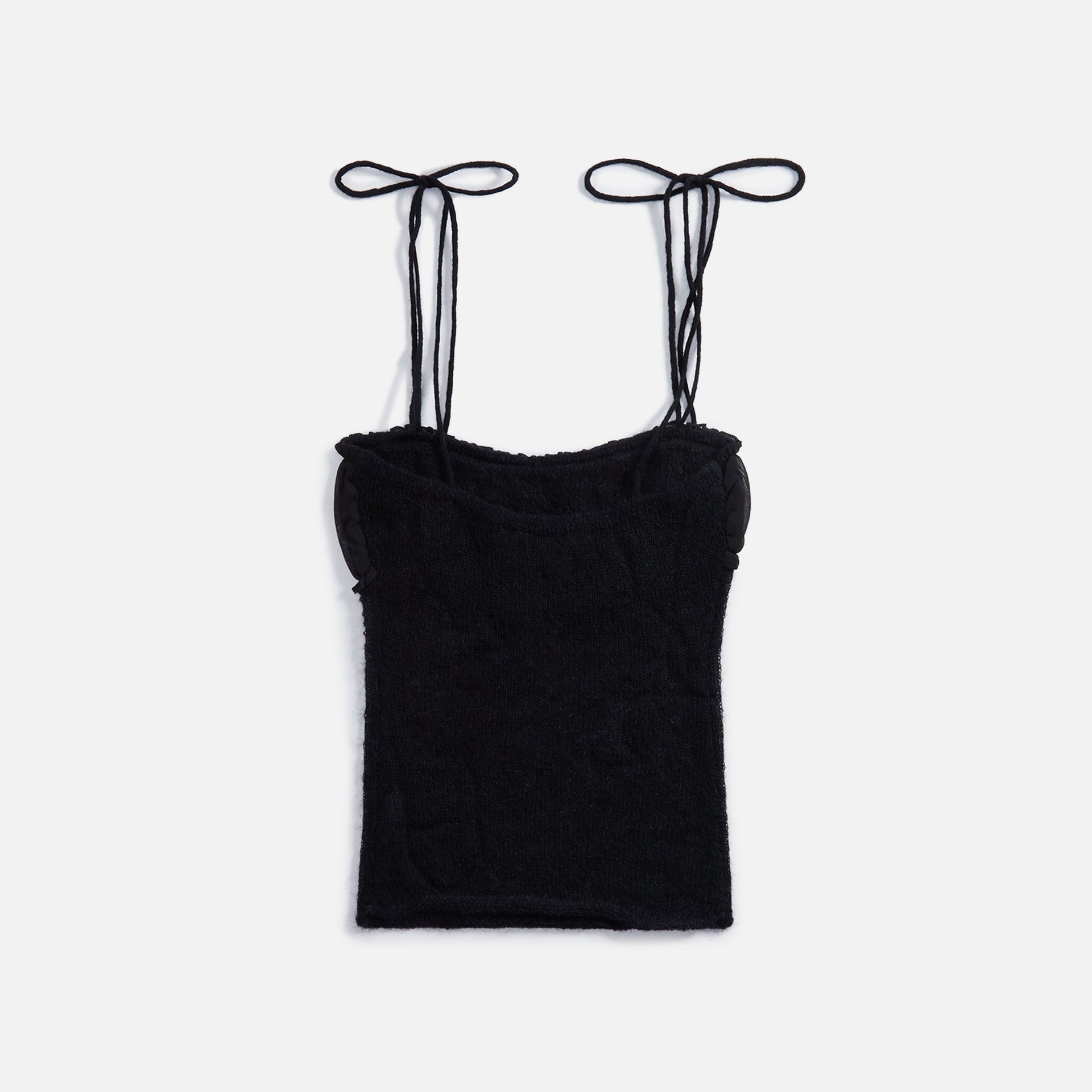 GUIZIO Ruched Chiffon Knit Tank - Black