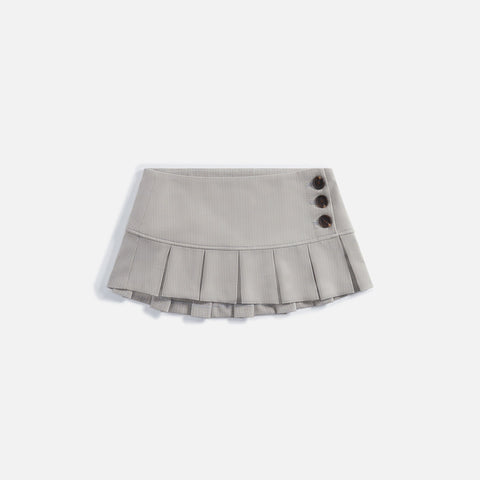 GUIZIO Pleated Micro Mini Skirt - Light Grey Plaid