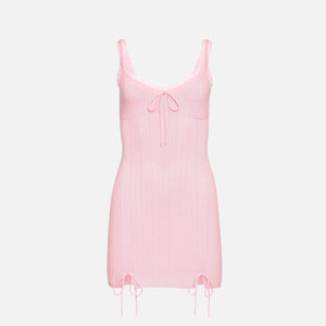 GUIZIO Dainty Lace Knit Mini Dress - Baby Pink