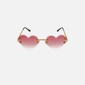 Vintage Frames Heart Decor 24KT Yellow Gold Sunglasses - Pink Grape Pop