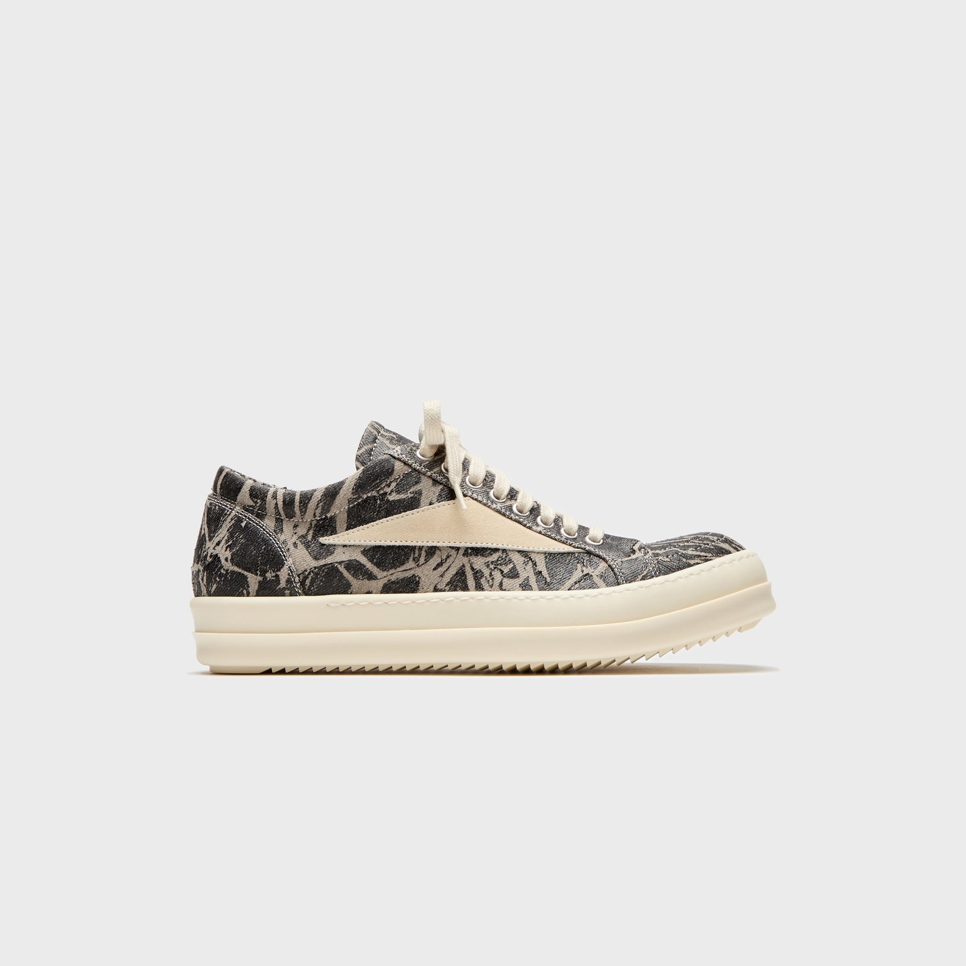 Rick Owens Concordians Vintage Sneaks - Black Washed Foil / Milk / Milk