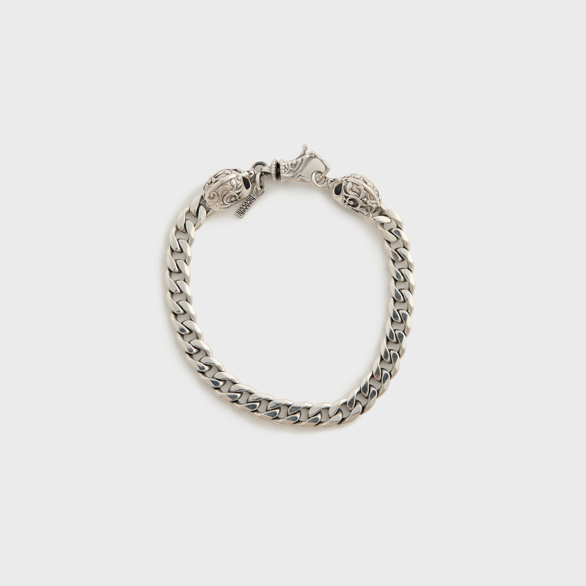 Emanuele Bicocchi Flourish Skull Chain Bracelet Small - Silver