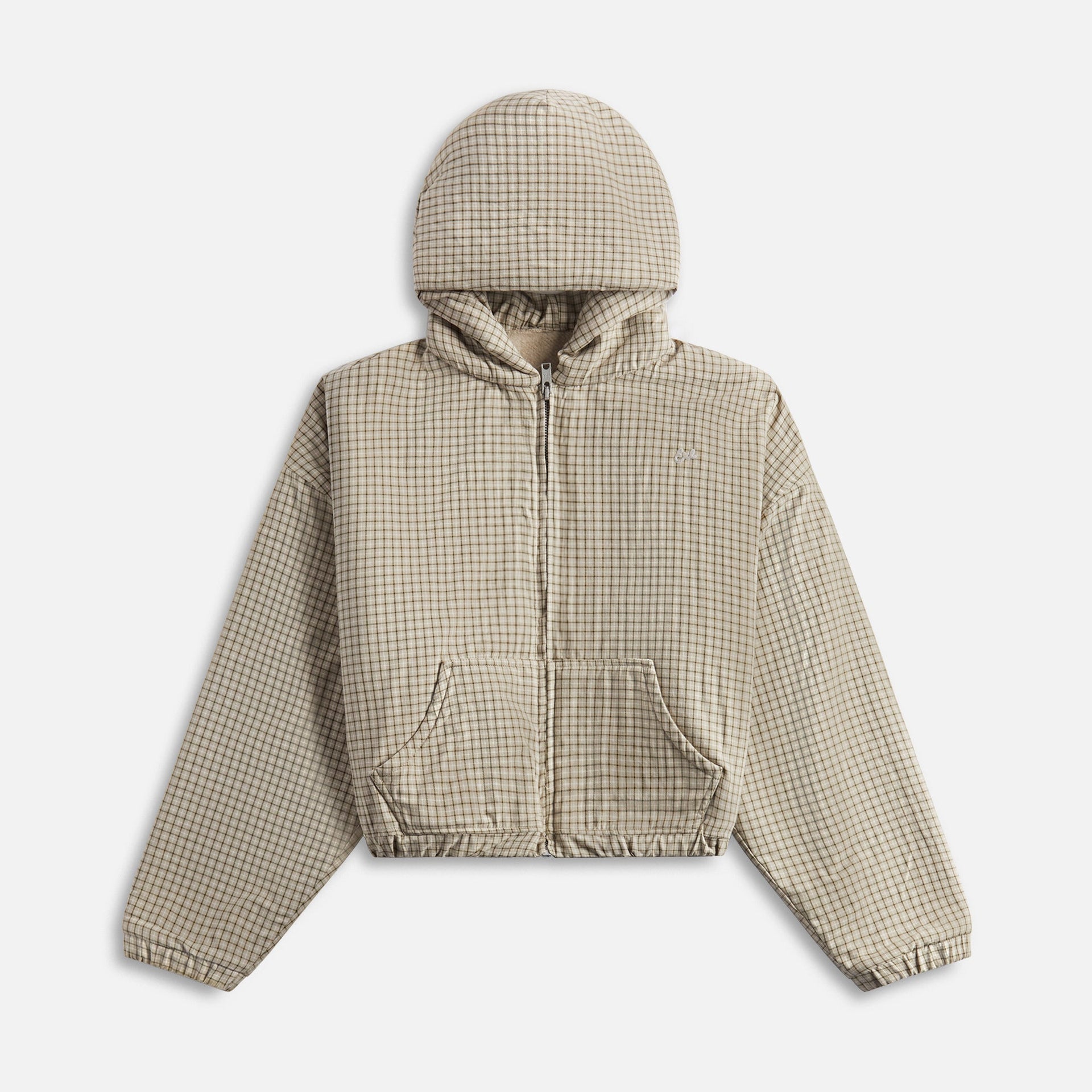 ERL Unisex Plaid Padded Check Hoodie - Beige