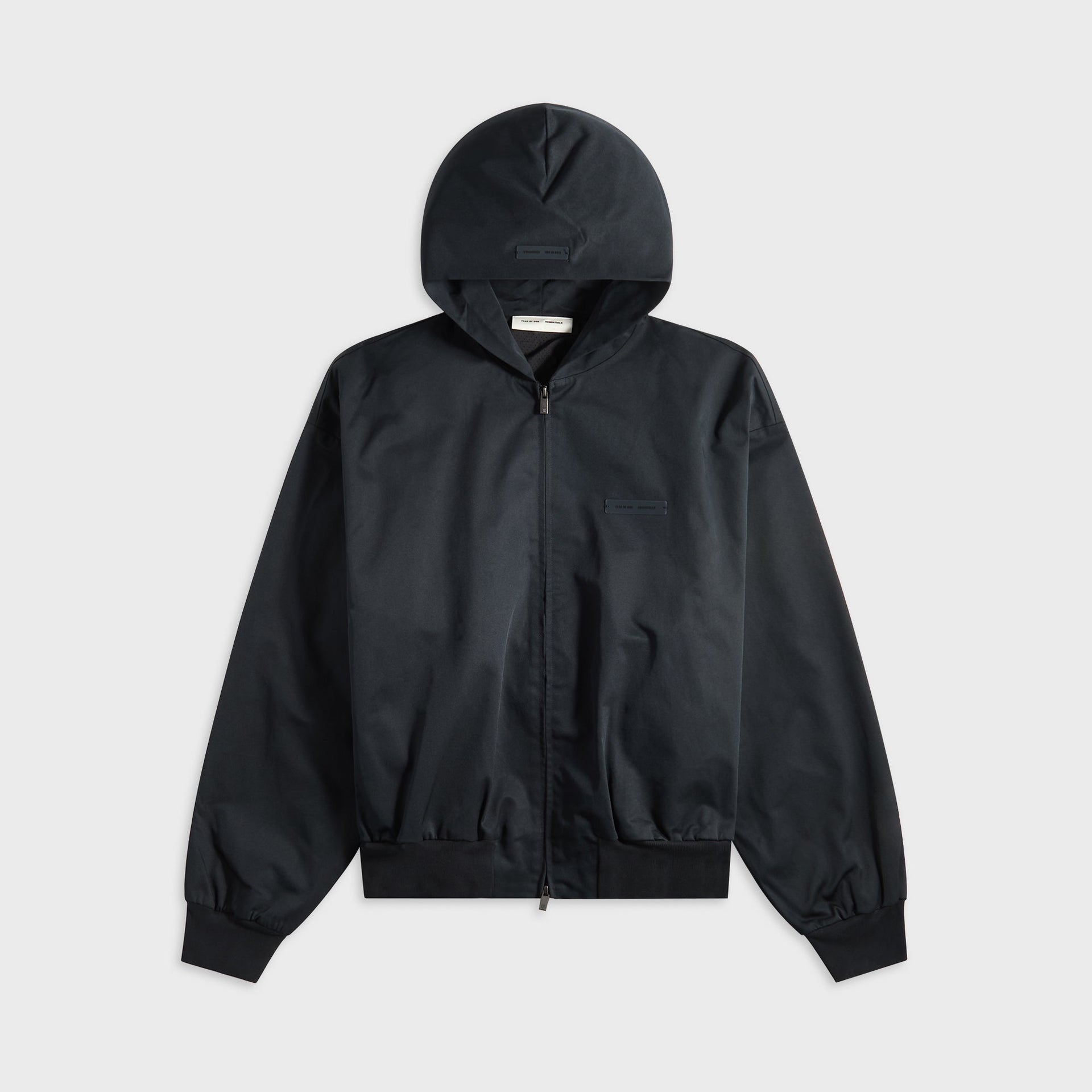 Essentials Poly Cotton Twill Hoodie in Jet Black
