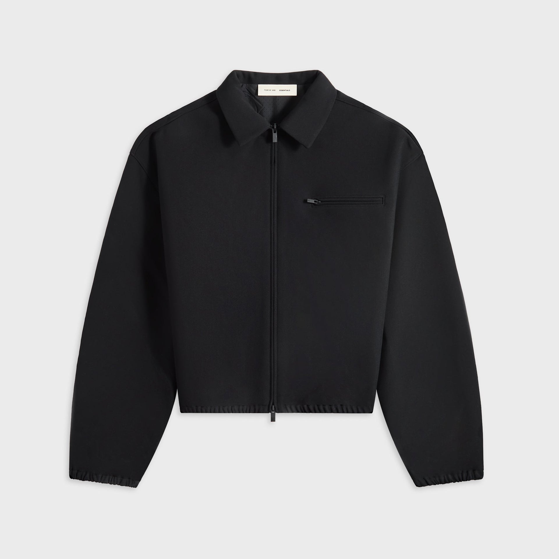 Essentials Bonded Canvas ZipinUp Jacket in Jet Black