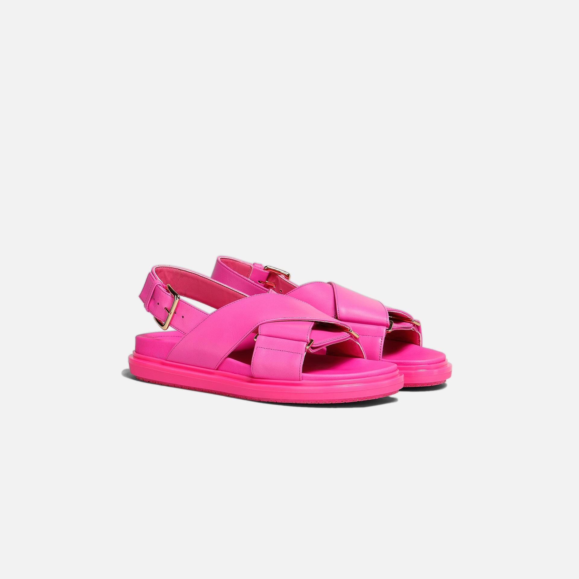 Marni WMNS Crisscross Fussbett Sandal - Fuchsia